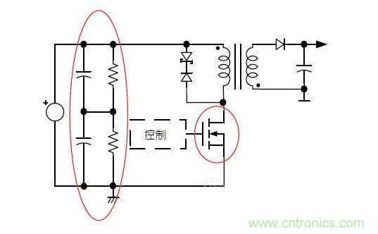 反激轉(zhuǎn)換器中的串聯(lián)大電容電路及單顆1，000VMOSFET