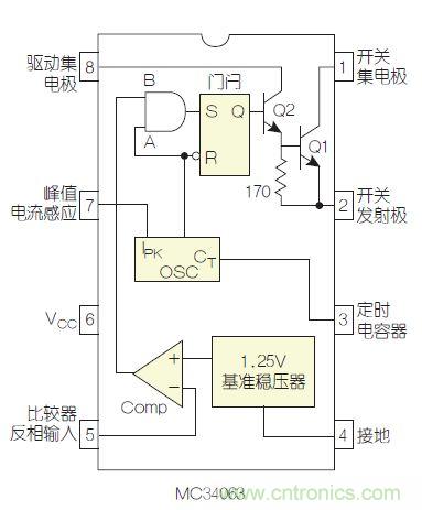圖2：MC34063是該電路核心。