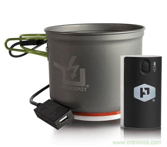 圖6：Powerpot設備利用熱源發(fā)電，使用者能一邊烹煮食物一邊為移動設備充電。